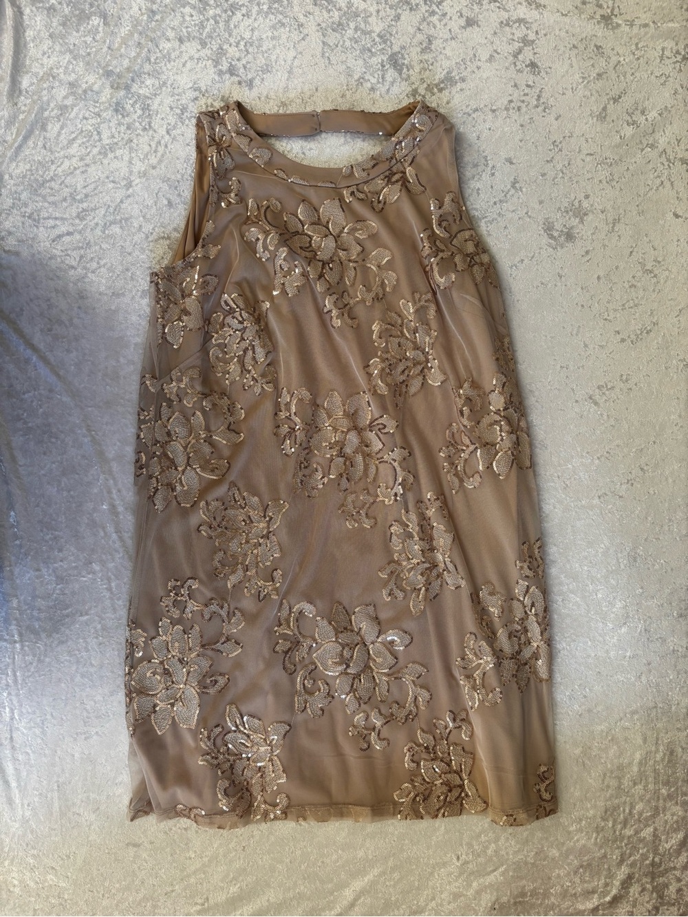 Avenue Sequin Floral Mesh Cocktail Dress Size 20 Taupe Nude Plus Size Formal